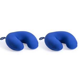 2x Reis kussens/nek kussens blauw 30 cm