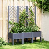 Plantenbak met latwerk 120x40x142 cm polypropeen blauwgrijs