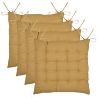 Stof Textile stoelkussen Coline - 4x - okergeel - 38 x 38 x 4 cm - touwtjes sluiting Stof Textile stoelkussen Coline - 4x - okergeel - 38 x 38 x 4 cm - touwtjes sluiting