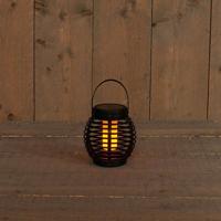 Solar lantaarn zwart d15x15 cm vlam-effect - Annas collection