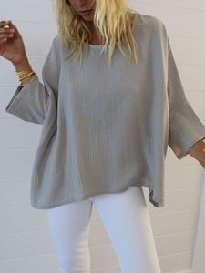 Casual 3/4 Sleeve Round Neck Top