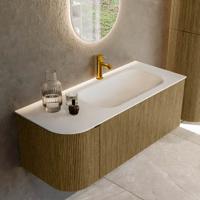 Badmeubel Mondiaz Kurve | 115 cm cm | Meubelkleur Dusk | Wastafelkleur Talc | Solid surface | Wasbak rechter zijde spoelbak | 1 kraangat