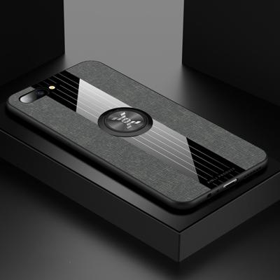 Voor OPPO R11 XINLI stiksels doek Textue schokbestendig TPU beschermhoes met ring houder (grijs)