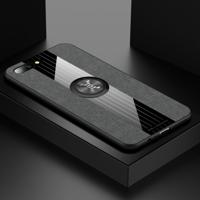 Voor OPPO R11 XINLI stiksels doek Textue schokbestendig TPU beschermhoes met ring houder (grijs)