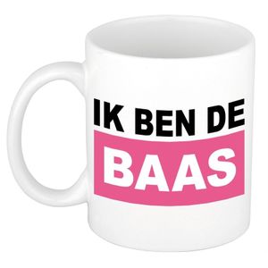 Ik ben de baas mok / beker roze 300 ml