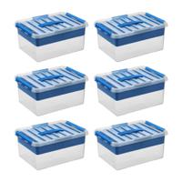 Q-line opbergbox met inzet 15L blauw - Set van 6 - thumbnail