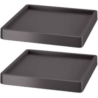 Prosperplast Plantenonderzetter - 2x - vierkant - antraciet - 30 x 30 x 6 cm - kunststof