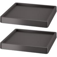 Prosperplast Plantenonderzetter - 2x - vierkant - antraciet - 30 x 30 x 6 cm - kunststof