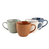 OTIX Koffiekopjes - met Oor - Koffietassen - Set van 4 - Verschillende kleuren - Aardewerk - 250 ml - HEATHER