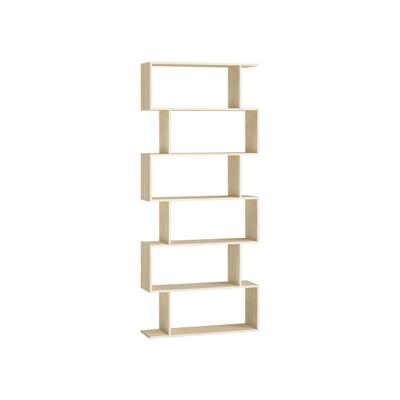 Vrijstaande boekenkast met meerdere niveaus en open opbergruimte, Naturel Beige / 6 niveaus (70B cm)