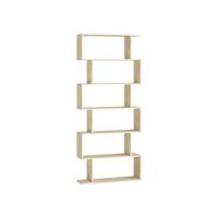 Vrijstaande boekenkast met meerdere niveaus en open opbergruimte, Naturel Beige / 6 niveaus (70B cm)
