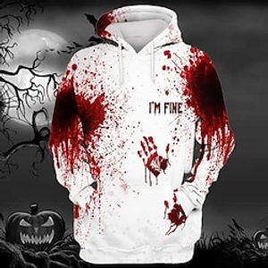 Grafische prints handen Voor heren Dagelijks 3D-afdrukken Trui met capuchon Halloween Feestdagen Uitgaan Hoodies Rood blauw Lange mouw Capuchon Afdrukken Lente Herfst Ontwerper Sweatshirt met Lightinthebox