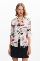 Bloemen tekst shirt - WHITE - M