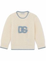 Dolce & Gabbana Kids pull en laine à logo brodé - Blanc