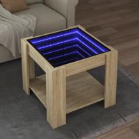 Salontafel met LED 53x53x45 cm bewerkt hout sonoma eikenkleurig
