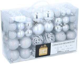 Kerstballen Set en Piek Zilver 101 Stuks Kunststof