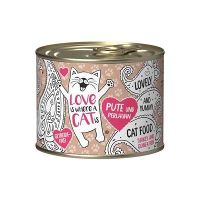 LOVE IS WHERE A CAT IS® Turkey with guinea fowl - nat kattenvoer - 200g
