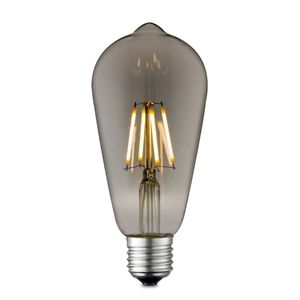 Edison Vintage E27 LED filament lichtbron Drop | ST64 Deco | Retro LED lamp | 6.4/6.4/14cm | Rook | geschikt voor E27 fitting | Dimbaar | 4W 150lm 1800K | warm wit licht