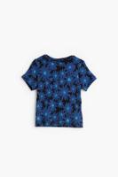 T-shirt met korte mouwen en bloemen - BLUE - 9/10