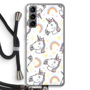 Rainbow Unicorn: Samsung Galaxy S21 Transparant Hoesje met koord