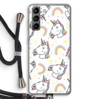 Rainbow Unicorn: Samsung Galaxy S21 Transparant Hoesje met koord
