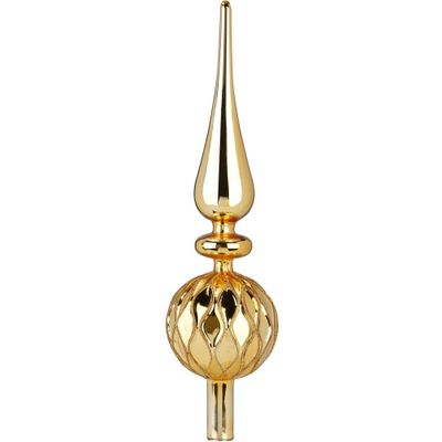 Luxe glazen piek/kerstboom topper goud gedecoreerd 31 cm