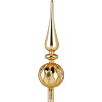 Luxe glazen piek/kerstboom topper goud gedecoreerd 31 cm