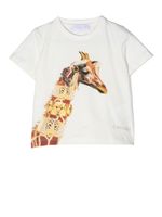 Roberto Cavalli Junior t-shirt à imprimé girafe - Blanc