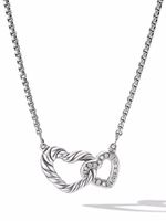 David Yurman collier Cable Collectibles Double Heart en argent sterling serti de diamants - thumbnail