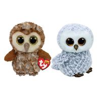 Ty - Knuffel - Beanie Boo's - Percy Owl & Owlette Owl - thumbnail