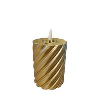 Twisted pillar candle Metallic Gold 7.5x10cm