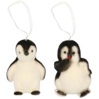 2x Kersthangers figuurtjes pinguin 9 cm - thumbnail