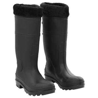 VidaXL Regenlaarzen met verwijderbare sokken maat 39 pvc zwart