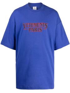 VETEMENTS t-shirt en coton à logo brodé - Bleu