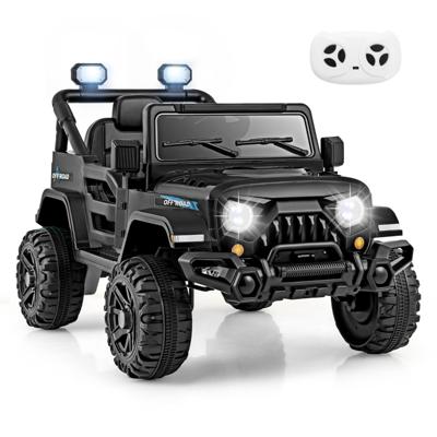 Elektrovoertuig met Afstandsbediening & Hekwerk Wielen & LED-lampen Vrachtwagen Speelgoed Zwart