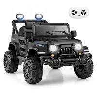 Elektrovoertuig met Afstandsbediening & Hekwerk Wielen & LED-lampen Vrachtwagen Speelgoed Zwart