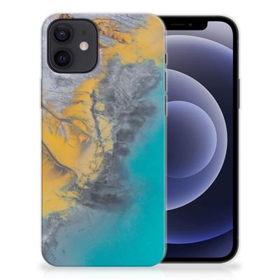 iPhone 12 | 12 Pro (6.1") | TPU | Siliconen hoesje | Marble Blue Gold