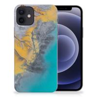 iPhone 12 | 12 Pro (6.1") | TPU | Siliconen hoesje | Marble Blue Gold