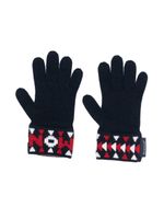 Moncler Enfant gants en maille intarsia - Bleu