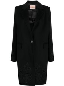 TWINSET floral-embroidered single-breasted coat - Noir