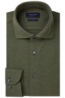 Profuomo Originale Slim Fit Jersey shirt olijf, Melange - thumbnail