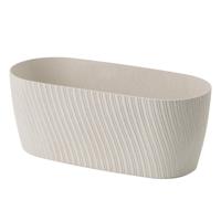 Form Plastic Plantenbak/bloembak Waves - kunststof - ivoor wit - L27 x B12 x H11 cm - ovaal