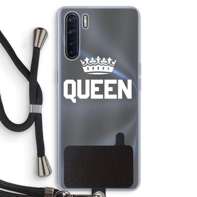 Queen zwart: Oppo A91 Transparant Hoesje met koord