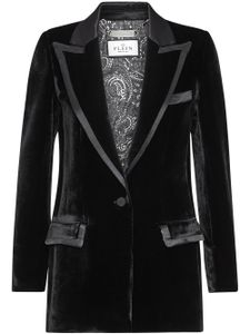 Philipp Plein blazer en velours à bords contrastants - Noir