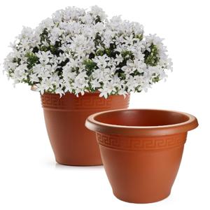 Plasticforte Plantenpot - 2x - terracotta bruin - D50 x H40 cm - bloempot - kunststof - rond