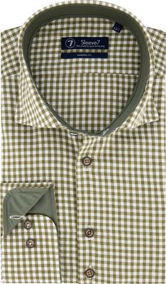Sleeve7 Heren Overhemd Groen Twill Ruit Modern Fit