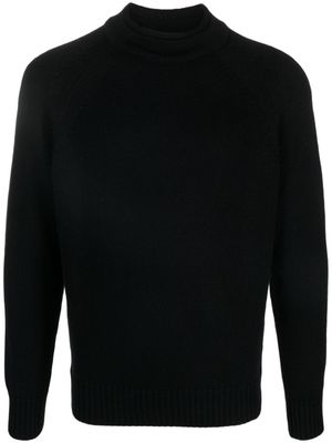 Zanone pull en maille fine à col montant - Noir