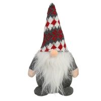 Pluche gnome/dwerg/kabouter decoratie pop/knuffel kleding grijs en muts 26 x 11 cm   -