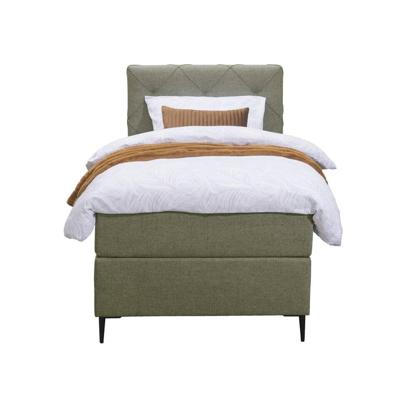 Leen Bakker - Boxspring Liv Geruit - 90x200 Cm - Slanke Poot - Stof - Groen
