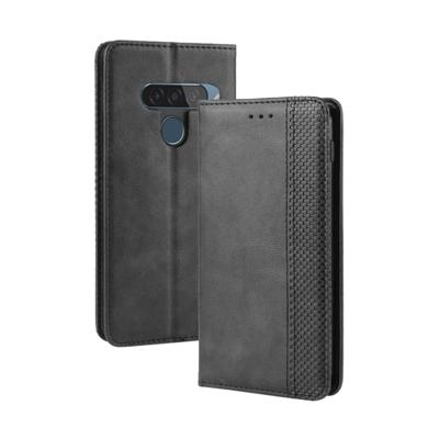 Magnetische Buckle retro Crazy Horse textuur horizontale Flip lederen case voor LG G8S ThinQ met houder & kaartsleuven & fotolijstjes (zwart)